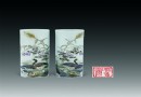 程意亭 粉彩“湘浦清趣图”小筒（一对）RMB 6,000-8,000