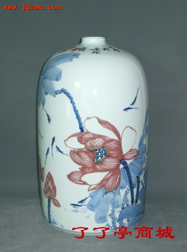 《荷塘闲趣》·青花釉里红·李云峰（高级工艺美术师）